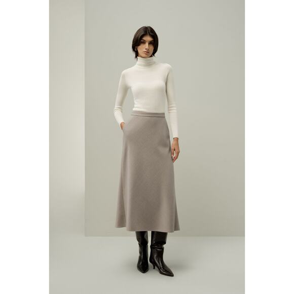 LILYSILK Dresses & Skirts - NWT Lilysilk Mottled Silk Wool A Line Skirt Pebble 16